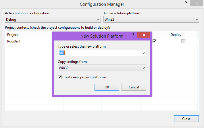 Select x64 from the first drop-down.